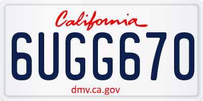 CA license plate 6UGG670