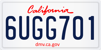 CA license plate 6UGG701