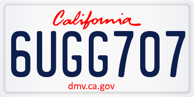 CA license plate 6UGG707