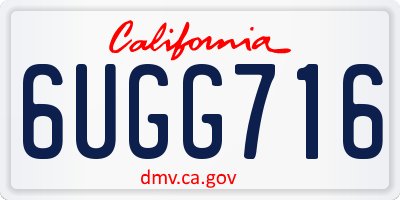 CA license plate 6UGG716