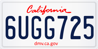 CA license plate 6UGG725