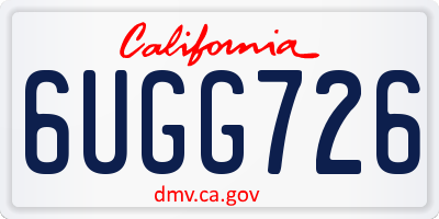 CA license plate 6UGG726