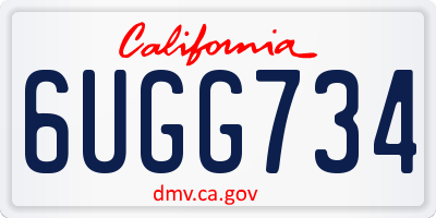CA license plate 6UGG734
