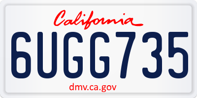CA license plate 6UGG735