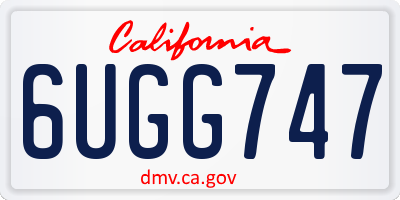 CA license plate 6UGG747