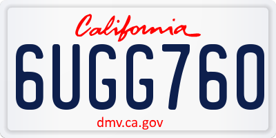 CA license plate 6UGG760