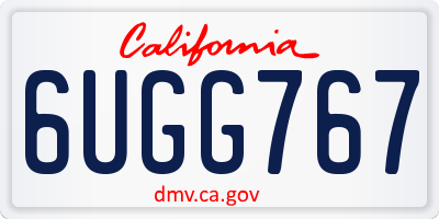 CA license plate 6UGG767