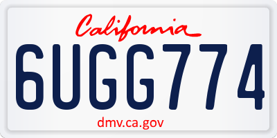CA license plate 6UGG774