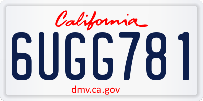 CA license plate 6UGG781