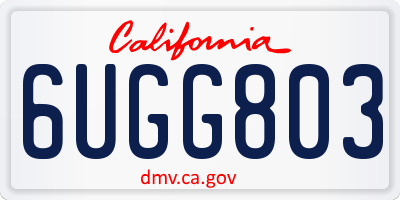 CA license plate 6UGG803