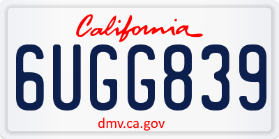 CA license plate 6UGG839