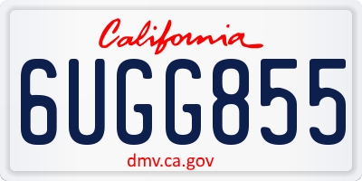 CA license plate 6UGG855