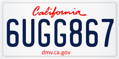 CA license plate 6UGG867