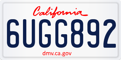 CA license plate 6UGG892