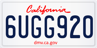 CA license plate 6UGG920