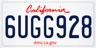 CA license plate 6UGG928