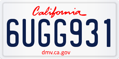 CA license plate 6UGG931