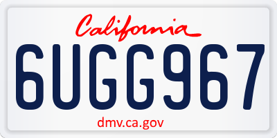 CA license plate 6UGG967