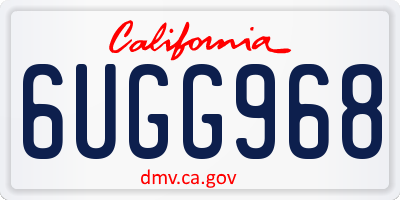 CA license plate 6UGG968
