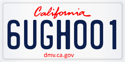CA license plate 6UGH001