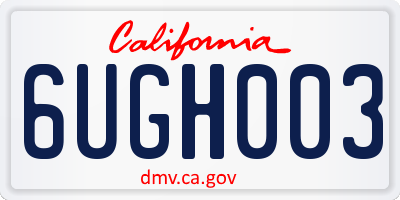 CA license plate 6UGH003