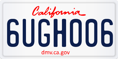 CA license plate 6UGH006