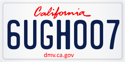 CA license plate 6UGH007