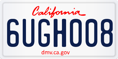 CA license plate 6UGH008