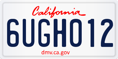 CA license plate 6UGH012