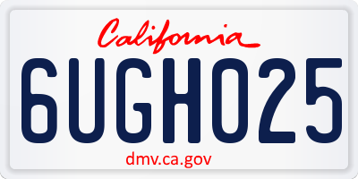CA license plate 6UGH025