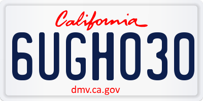 CA license plate 6UGH030