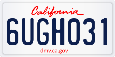 CA license plate 6UGH031