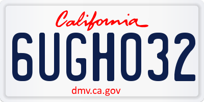 CA license plate 6UGH032