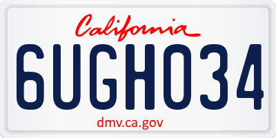 CA license plate 6UGH034