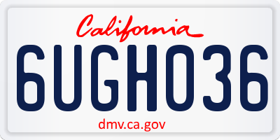 CA license plate 6UGH036