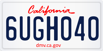 CA license plate 6UGH040