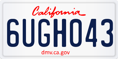 CA license plate 6UGH043