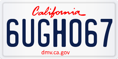 CA license plate 6UGH067