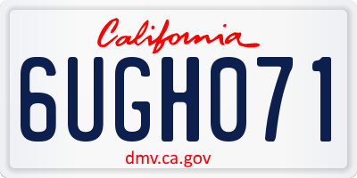 CA license plate 6UGH071