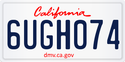 CA license plate 6UGH074