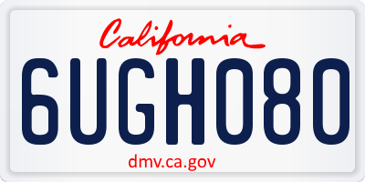 CA license plate 6UGH080