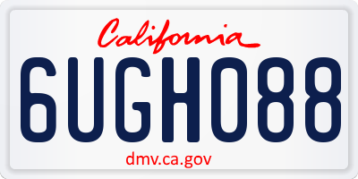 CA license plate 6UGH088