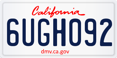 CA license plate 6UGH092