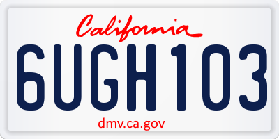CA license plate 6UGH103