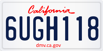 CA license plate 6UGH118