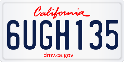 CA license plate 6UGH135