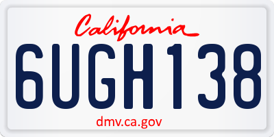 CA license plate 6UGH138