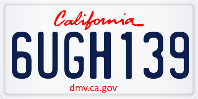 CA license plate 6UGH139