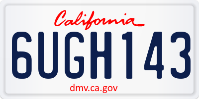 CA license plate 6UGH143