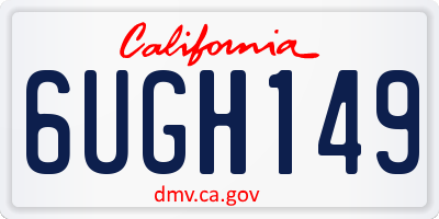CA license plate 6UGH149